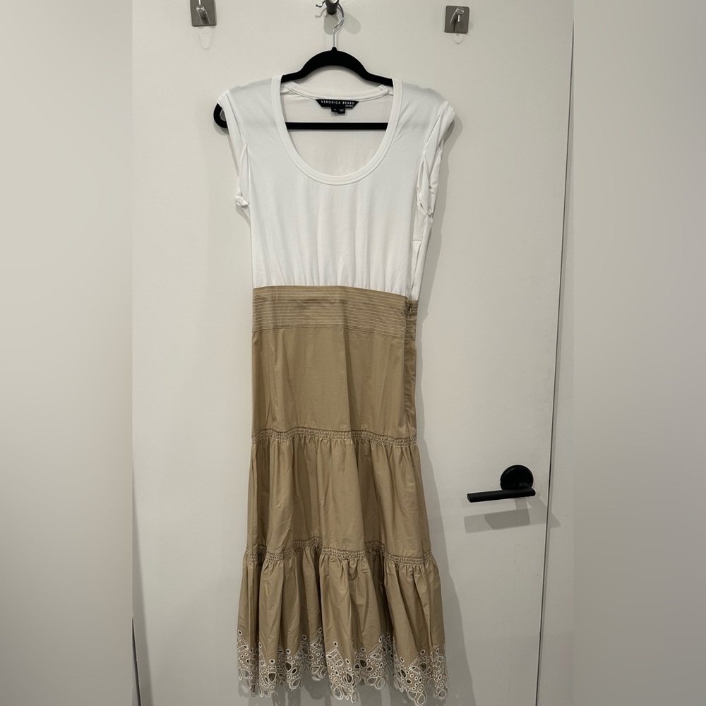 Veronica Beard - White & Tan maxi dress